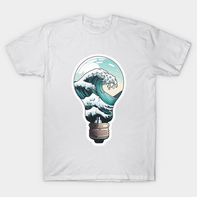 Wave lightbulb Ocean Sea T-Shirt by Scrapitsideways